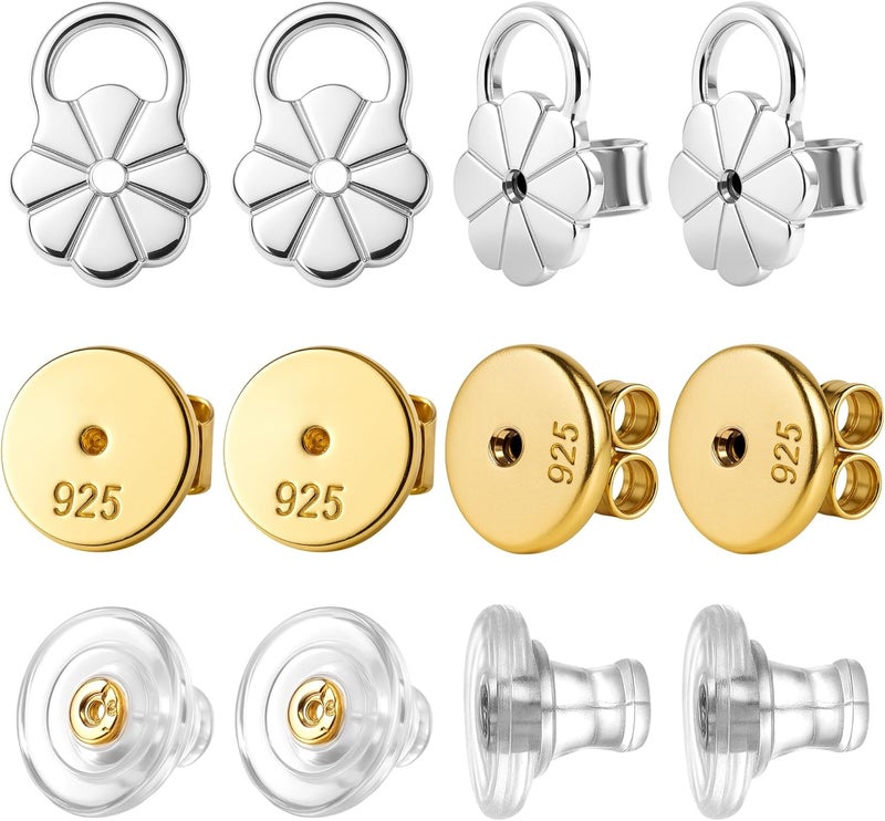 Goffing Earring Backs for Droopy Ears Heavy Earrings - Replacements Locking Ear Supports | 6 Pairs Secure Stud Clutches for Sensitive Skin(Lifter 4) - Image 1